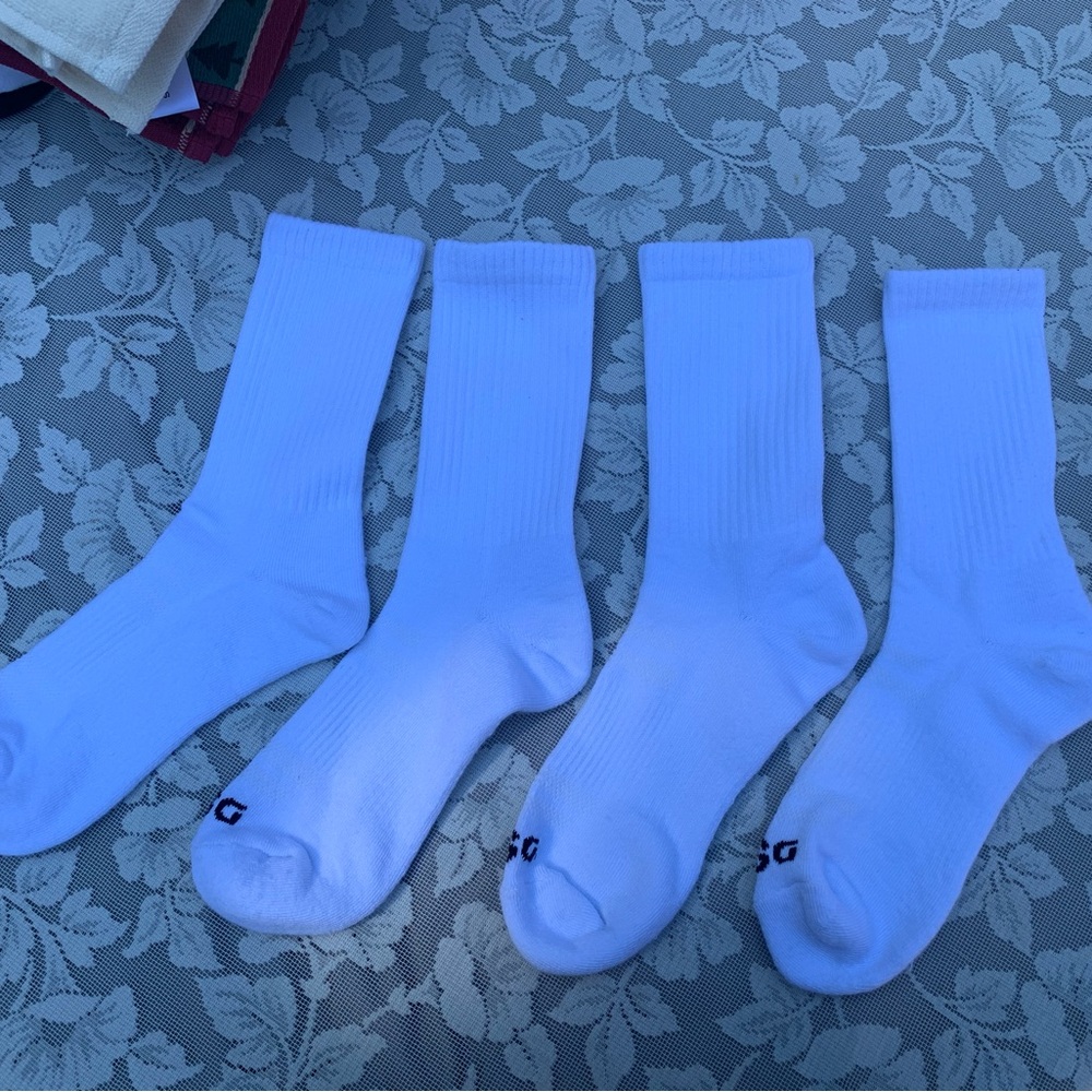 White Cotton Crew Socks Accessories